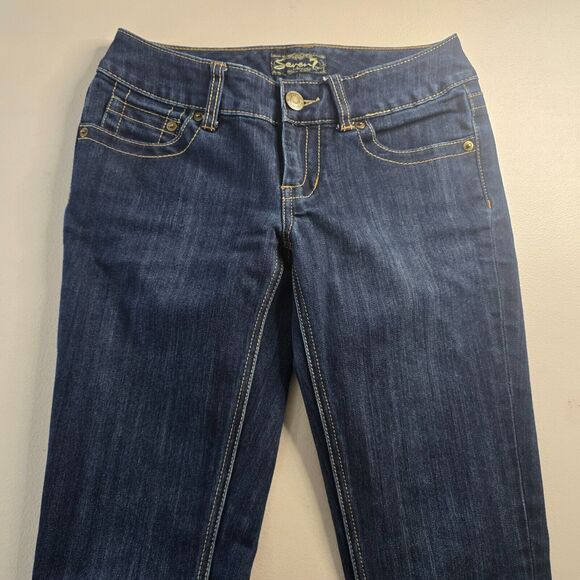 Seven7 Jeans Women's 25 Blue Dark Wash Skinny Embordered S Back Pocket - Picture 12 of 16